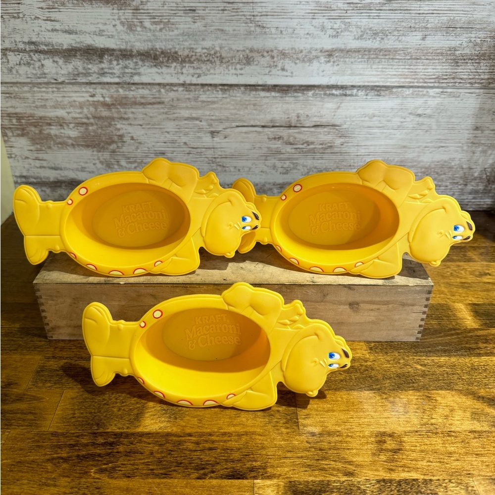Vintage KRAFT Macaroni & Cheese DINOSAUR Bowls Set of 3